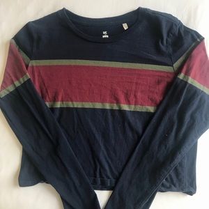 PacSun Cropped Striped Long Sleeve